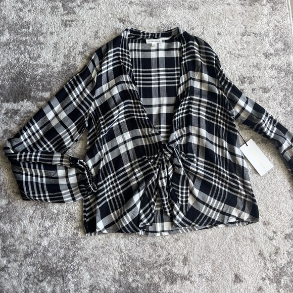 Cotton Candy Tops - Cotton Candy LA | Long Sleeve plaid shirt with tied knot | NWT